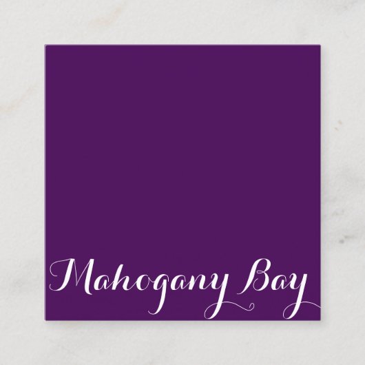 Carte de visite carré de manuscrit en aubergine (Devant)