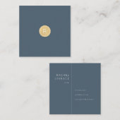Carte de visite Carré de Monogramme d'or bleu minu (Devant / Derrière)