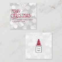 CARTE DE VISITE carré de neige de Noël BLANC