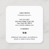 Carte de visite Carré de Pickleball Coach (Dos)