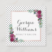 Carte de visite carré de pois floral d'aquarelle (Devant)