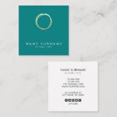 Carte de visite carré de Teal de cercle chic (Devant / Derrière)