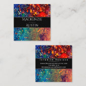 Carte De Visite Carré Déchirure psychédélique | Monogramme Abstrait arc- (Devant / Derrière)