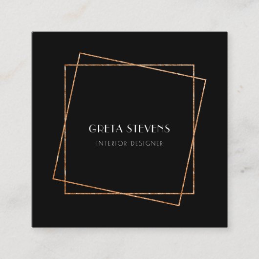 Carte De Visite Carré Décor art déco noir et or (Devant)