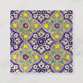 Carte De Visite Carré Décor bleu jaune méditerranéen (Dos)