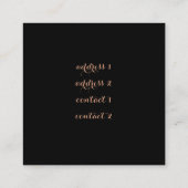 Carte De Visite Carré décor de feuille d'or rose (Dos)