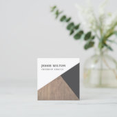 Carte De Visite Carré Décor géométrique en bois moderne (Debout devant)