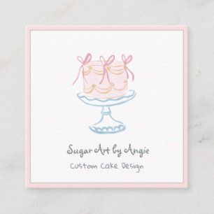 Carte De Visite Carré Décorateur de gâteaux fantaisiste mignon boulanger