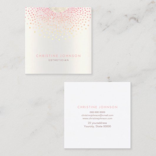 Carte De Visite Carré décoration à points roses (Devant / Derrière)