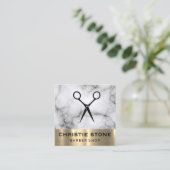 Carte De Visite Carré Découpe dorée en marbre de Shears modernes (Debout devant)