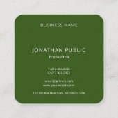 Carte De Visite Carré Deep Forest Green Moderne Élégant Monogramme (Dos)