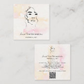 Carte De Visite Carré *~* Déesse botanique Verdure QR Line Art (Devant / Derrière)