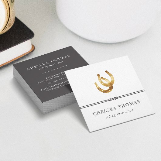 Carte De Visite Carré Défer à cheval | Instructeur d'équitation du Centr