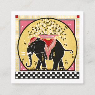 Carte De Visite Carré Défilé d'éléphants en jaune