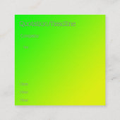 Carte De Visite Carré dégradé jaune-vert fluorescent (Dos)