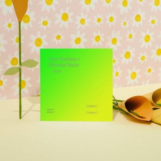 Carte De Visite Carré dégradé jaune-vert fluorescent