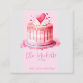 Carte De Visite Carré délicieux gâteau rose (Devant)
