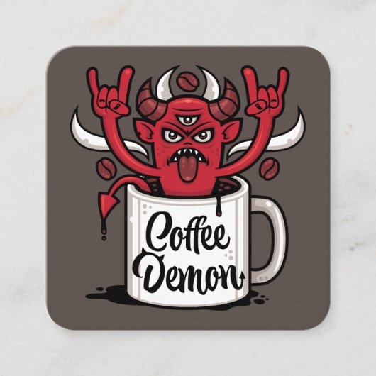 Carte De Visite Carré Démon du Café (Devant)