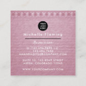 Carte De Visite Carré Dénim en tissu rose et or (Dos)