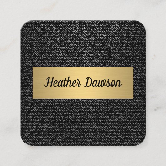 Carte De Visite Carré Denim et or métallique (Devant)