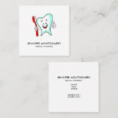 Carte De Visite Carré Dental Care Happy Tooth (Devant / Derrière)