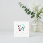 Carte De Visite Carré Dental Care Happy Tooth (Debout devant)