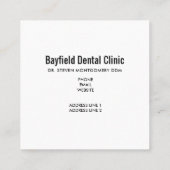 Carte De Visite Carré Dental Care Happy Tooth (Dos)