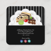 Carte De Visite Carré Dentelle Noire Argent Et Gâteaux (Dos)