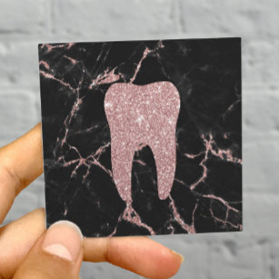 Carte De Visite Carré Dentist Toth moderne Rose Gold Marble Soins dentai