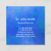 Carte De Visite Carré Dentiste bleu d'aquarelle de la dent 3D dentaire (Dos)