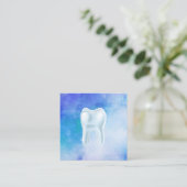 Carte De Visite Carré Dentiste bleu d'aquarelle de la dent 3D dentaire (Debout devant)
