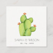 CARTE DE VISITE CARRÉ DÉSERT D'EAU VERTE MARIAGE DE FLEURS CACTUS (Devant)