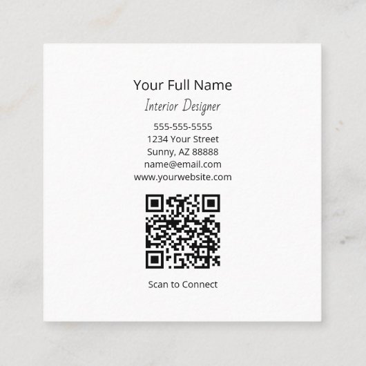 Carte De Visite Carré Desert Succulent QR code Interior Designer  (Dos)
