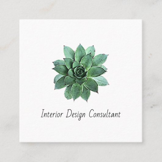 Carte De Visite Carré Desert Succulent QR code Interior Designer  (Devant)