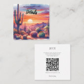 Carte De Visite Carré Desert Sunset Gluth Aquarelle Sud-Ouest Détails (Devant / Derrière)