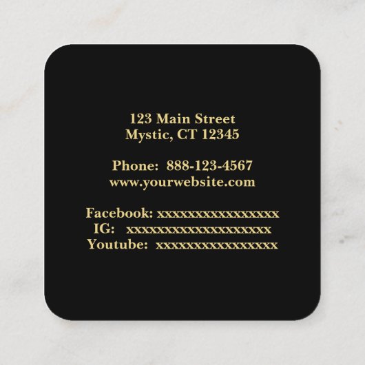 Carte De Visite Carré Design céleste sur noir (Dos)