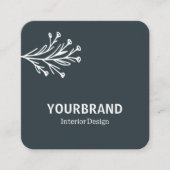 Carte De Visite Carré Design d'intérieur de branche moderne gris foncé e (Devant)