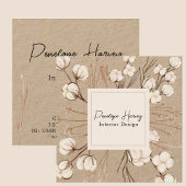 Carte De Visite Carré Design d'intérieur Kraft rose pâle et vert moderne