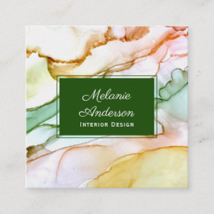 Carte De Visite Carré Design d'intérieur moderne Blush Pink Green Pastel