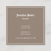 Carte De Visite Carré Design élégant classique Luxe Plaine tendance (Dos)