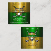 Carte De Visite Carré Design élégant de monogramme Gold Shield (Devant / Derrière)