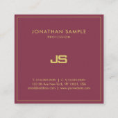 Carte De Visite Carré Design élégant et tendance Monogram Plain Premium  (Dos)
