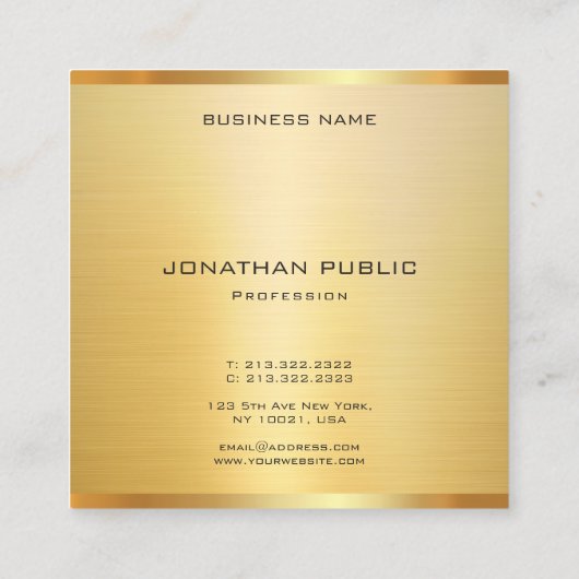 Carte De Visite Carré Design élégant Faux Gold Elégant Modèle moderne te (Dos)