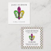 Carte De Visite Carré Design élégant Fleur De Lis (Devant / Derrière)