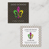 Carte De Visite Carré Design élégant Fleur De Lis (Devant / Derrière)