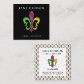 Carte De Visite Carré Design élégant Fleur De Lis (Devant / Derrière)