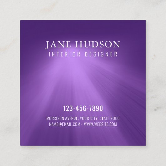 Carte De Visite Carré Design élégant moderne propre violet plain luxueux (Dos)