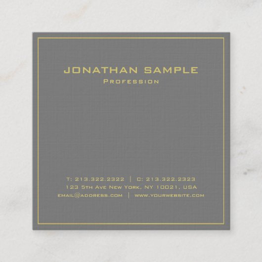 Carte De Visite Carré Design élégant moderne tendance Premium Linen Delu (Devant)