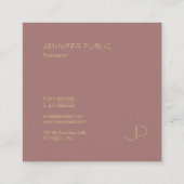 Carte De Visite Carré Design élégant Monogramme Or Modèle Moderne Luxe (Dos)