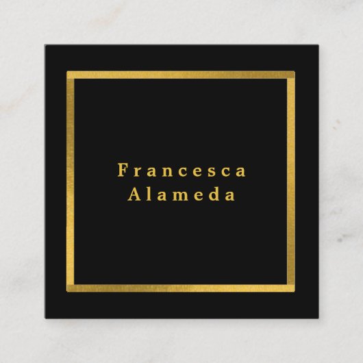 Carte De Visite Carré Design élégant noir & or code qr professionnel (Devant)